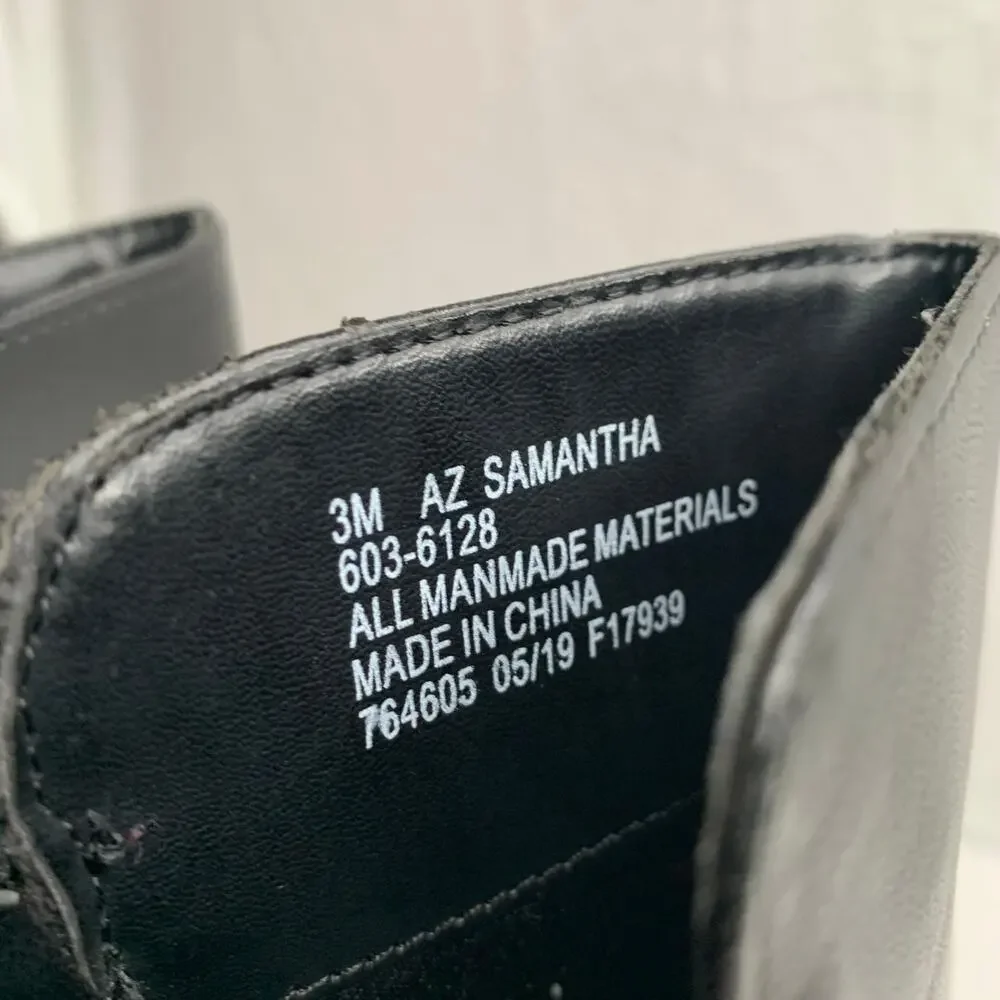 Unbranded 3M Samantha Black Faux Leather Boots Winter Youth Sz 3 Girls Winter